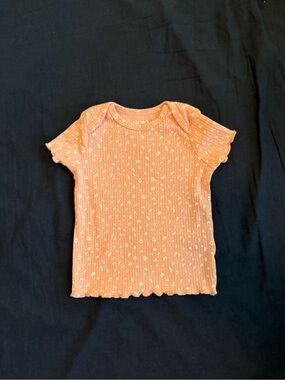 Carter's Coral Ribbed Short Sleeve Tee with Tiny White Daisies